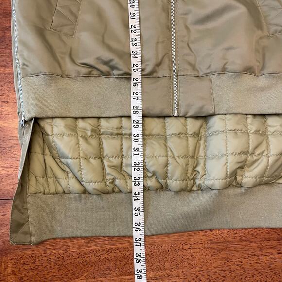 Nike NSW Therma Fit Oversized Bomber Puffer Jacket Quilted Satin Olive WOMEN S M - Picture 12 of 16